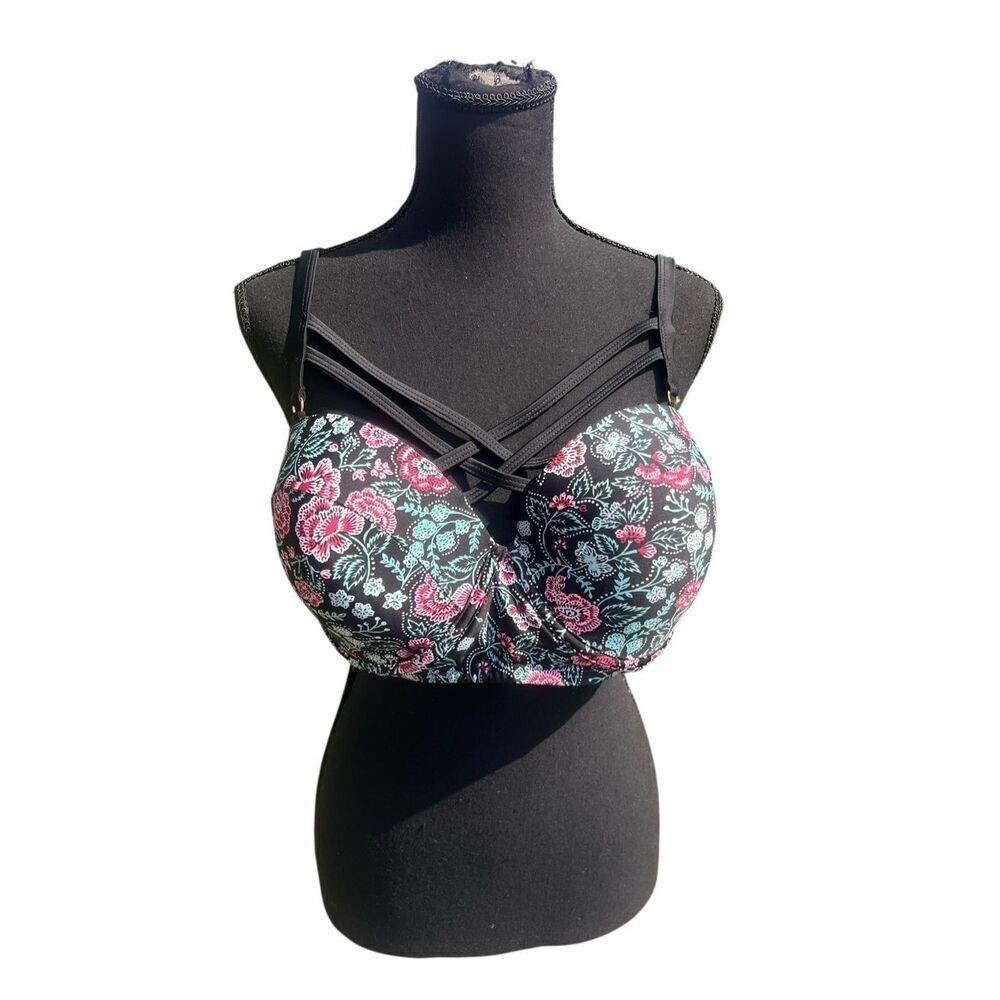 Island soul curve womans plus size 2xl floral bikini top beach fun vacation